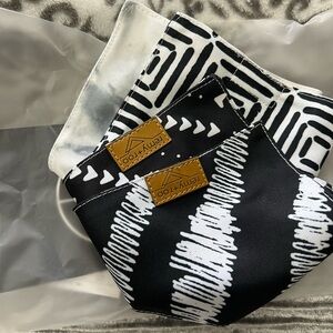 4  Black and White Patterned Bandanas